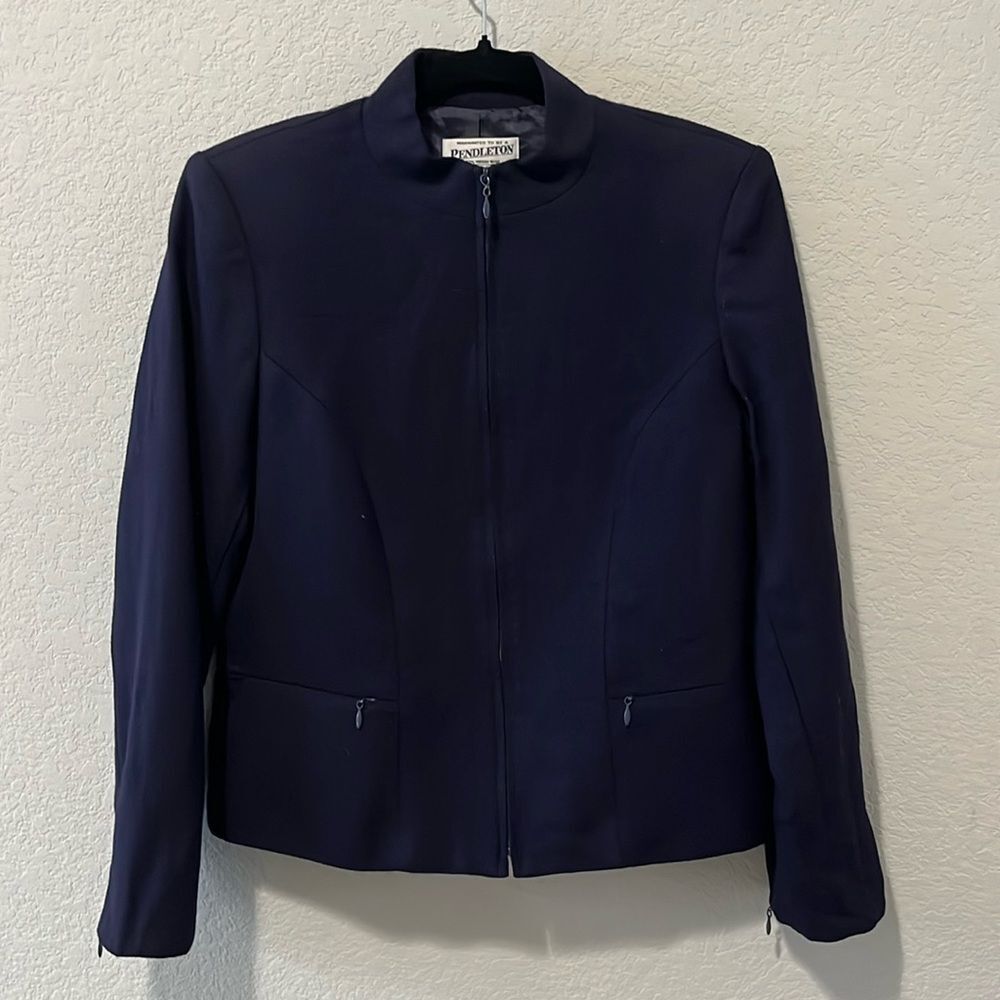PENDLETON Vintage Women's Full Zip Navy Virgin Wool Blazer, Size 6